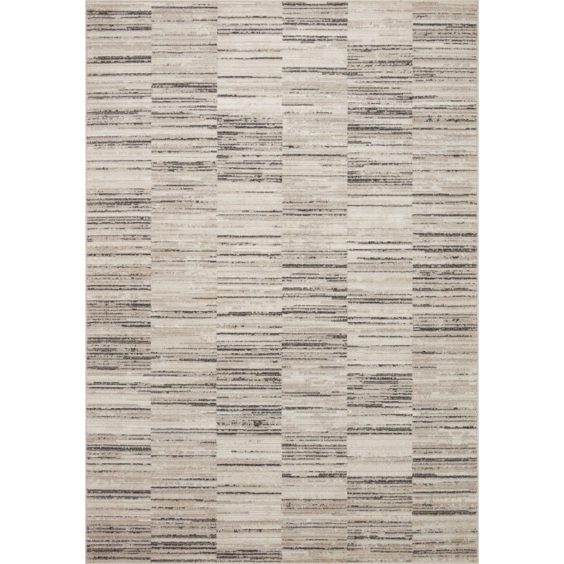 Tapis gris anthracite / sable Loloi Darby, Rectangle 6 pi 7 po x 9 pi 3 po