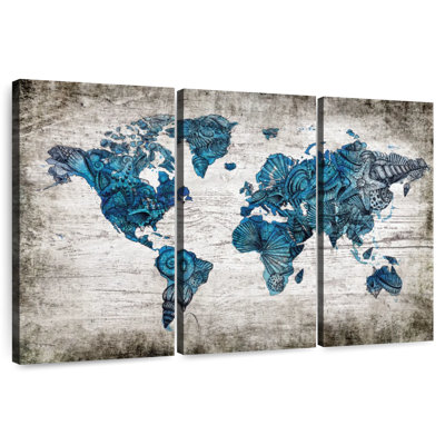 Aliaz Rustic Nautical World Map