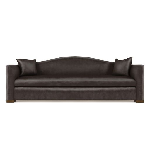 Horatio Camelback Taper Curved-Arm Sofa, Box Weave Linen Alabaster, 33" H x 96" W x 36" D, Weathered