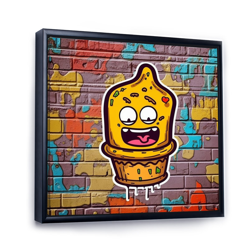 Graffiti Bucket II sur toile, H 24 po x l 24 po x P 1 po, Cadre flottant noir