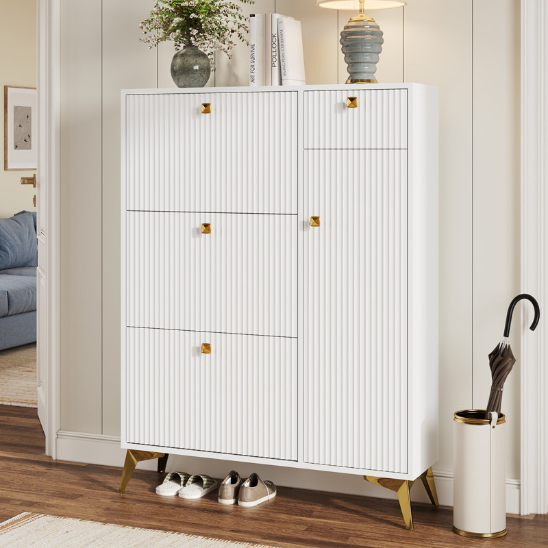 16- Pair Shoe Storage Cabinet, White