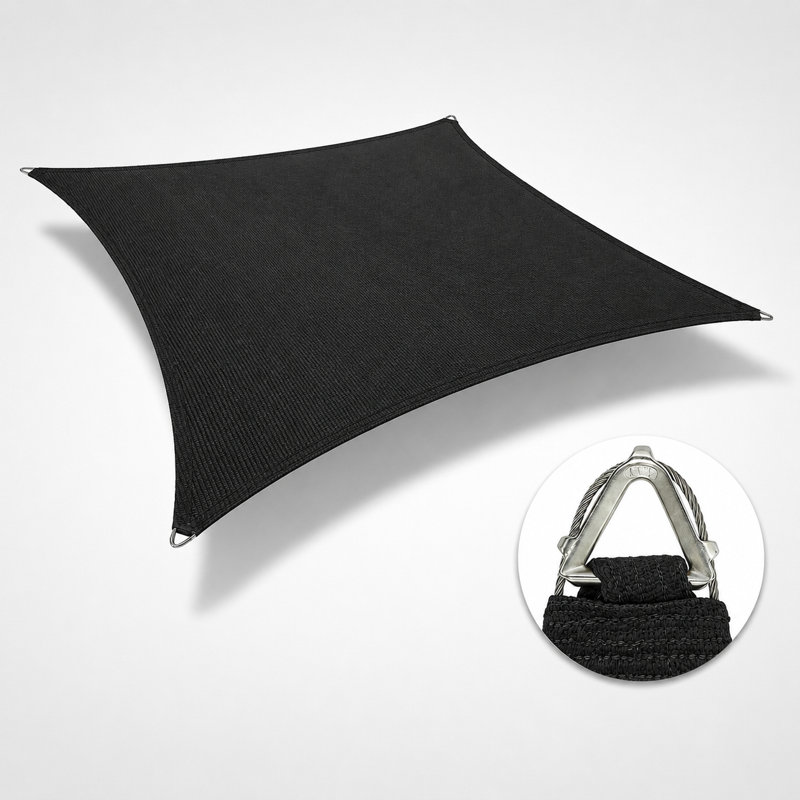 Voile d'ombrage carré Amgo Pro Ring, 22 pi x 22 pi , Noir, noir, noir, noir