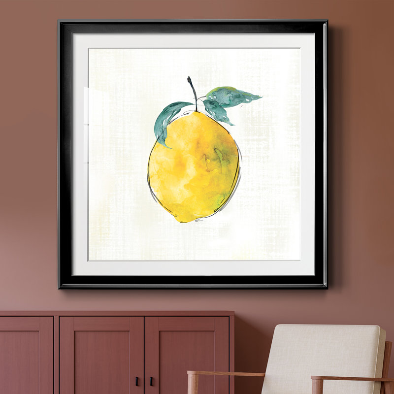 Happy Lemon - peinture encadrée, H 26,5 po x l 26,5 po x P 1,5 po, Toile avec cadre noir
