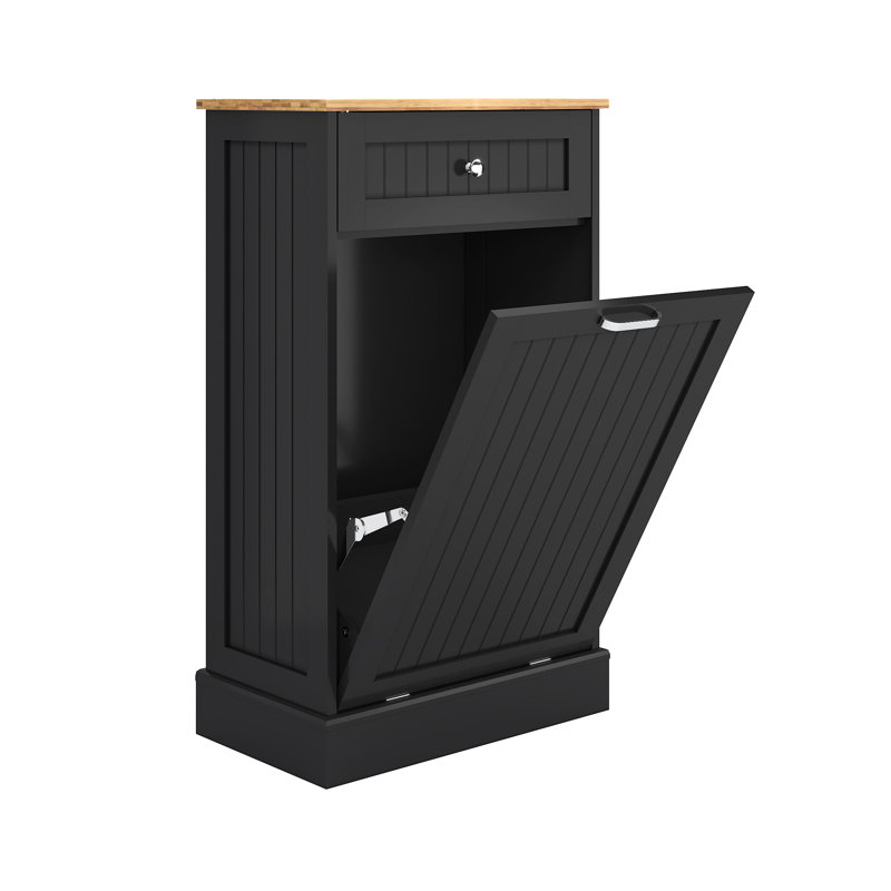 Poubelle en bois manufacturé (10 gallons), Noir