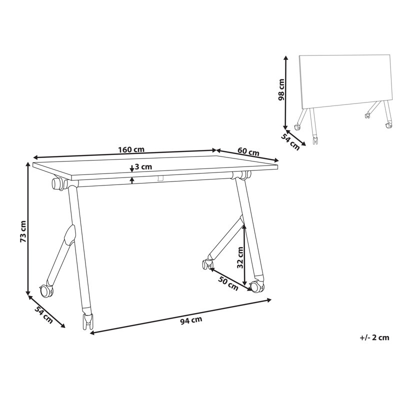 Aarre Standing Desk, 73cm H x 160cm W x 60cm D, Dark Brown/White