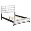 Lit double à finition blanche pour chambre à coucher, design moderne et ligne noire, lit de chambre à coucher contemporain en bois, ornement ligne de finition,-802472638