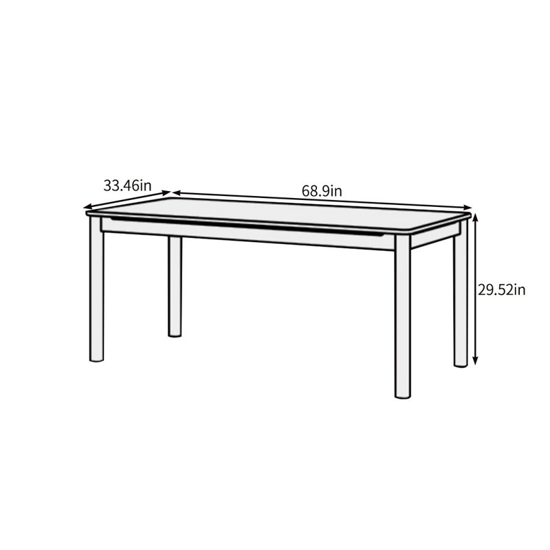 Solid wood dining table with natural charm, 29.52"H x 68.9"L x 33.46"W