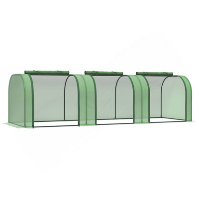 10' X 3' X 2.5' Mini Greenhouse, Portable Tunnel Green House With Roll-Up Zippered Doors, UV Waterproof Cover, Steel Frame, Green