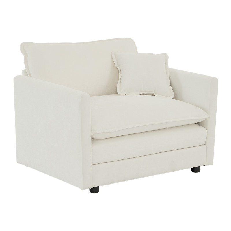 Fauteuil Aspinwall confortable avec chenille blanche - siège simple pour le salon