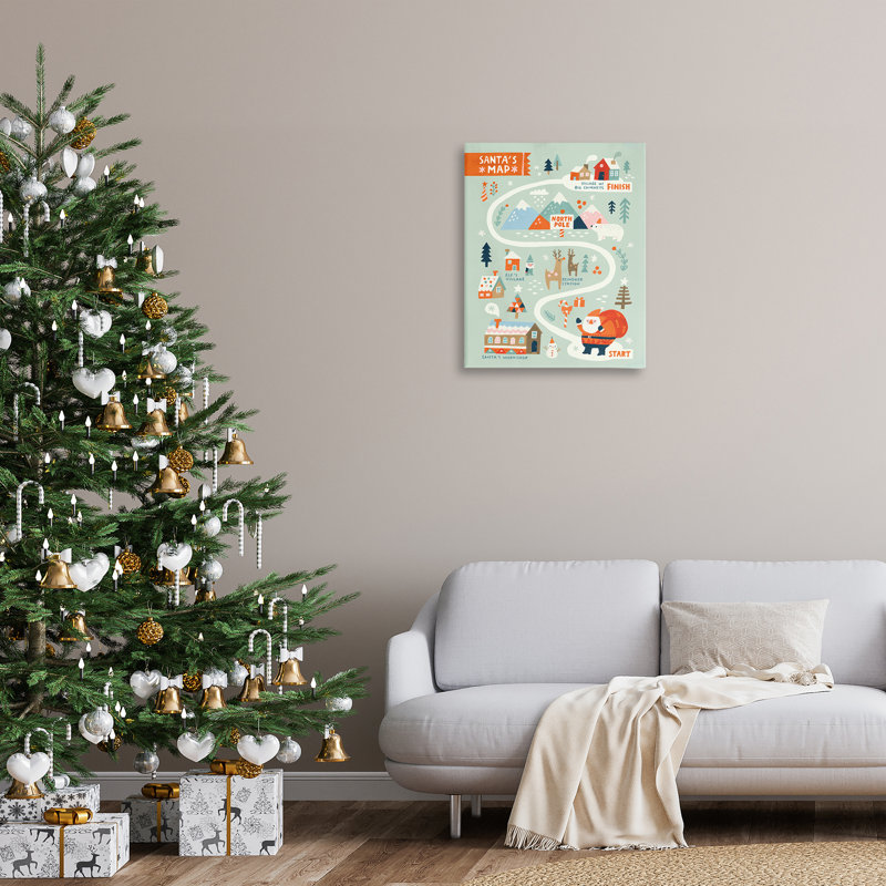 «Jolly Map Of North Pole», art mural sur toile par Irene Chan, H 30 po x l 30 po