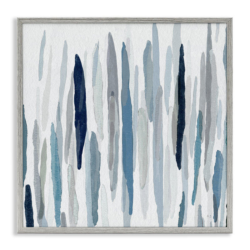 Peinture abstraite épaisse au pinceau bleu-gris, H 17 po x l 17 po, Estampe numérique Farmhouse