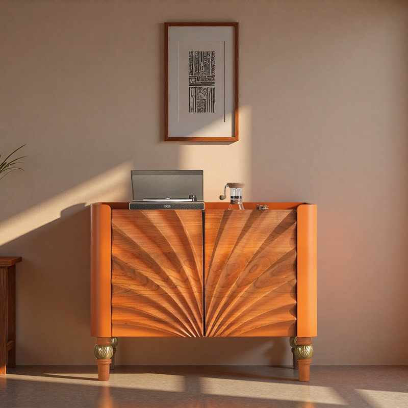 Buffet décoratif italien, H 31,5 po x l 39,37 po x P 15,75 po, Orange