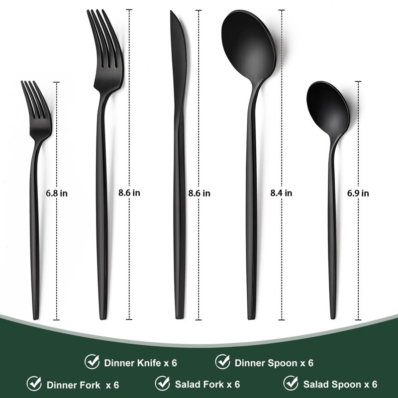 Ensemble de couverts 30 pièces en acier inoxydable - Moderne, résistant à la rouille, parfait pour le camping et les repas au quotidien