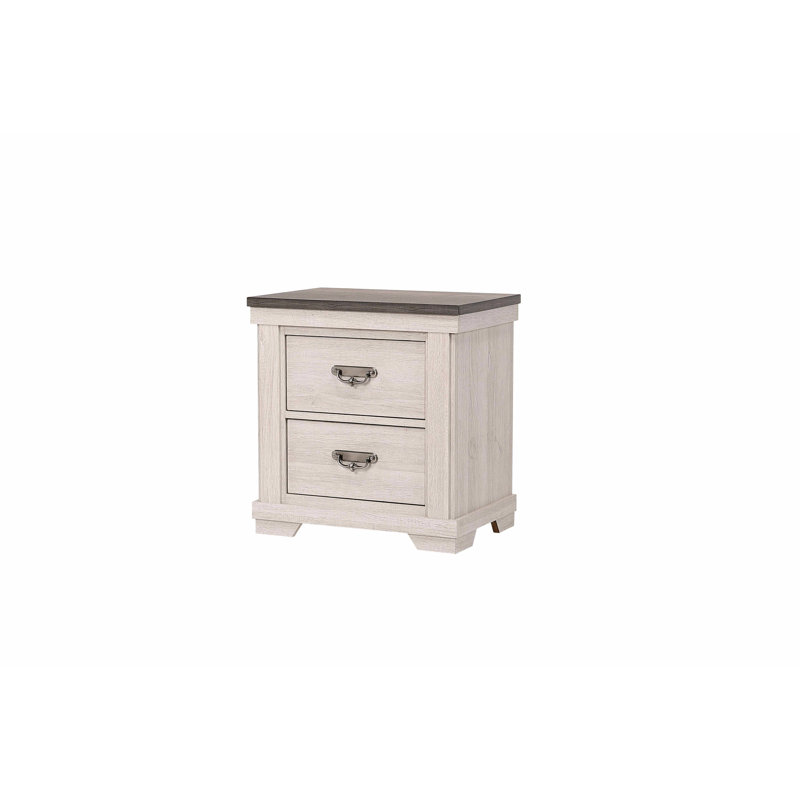Table de chevet 2 tiroirs rustique beige pour la décoration de meubles de chambre à coucher