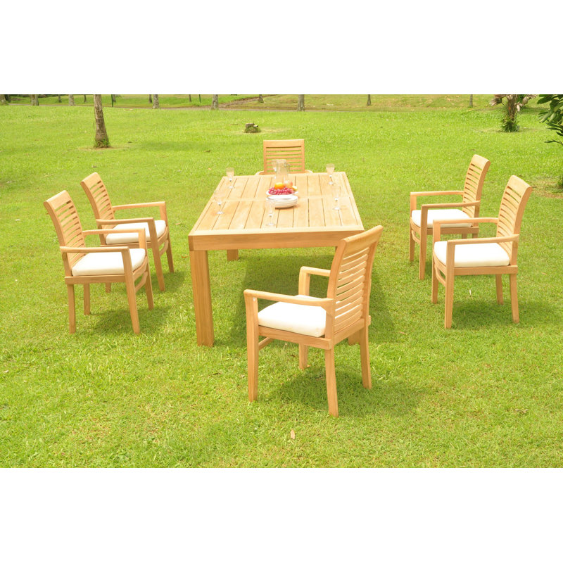 Kissling Outdoor 11 - Piece Teak Dining Set, 6