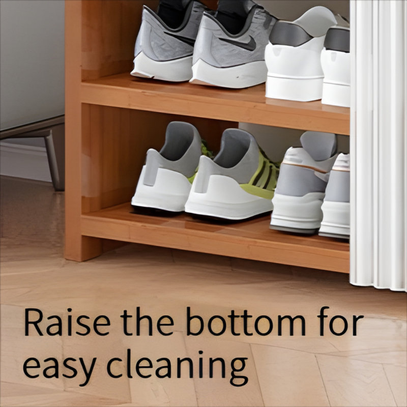 Space-Saving Foldable Shoe Rack - Multi-Layer Bamboo Shoe Organizer For Home, Entryway Storage With Dust-Proof Curtain