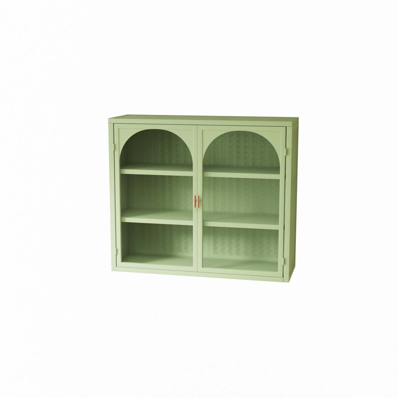 Armoire murale à portes vitrées, rangement fermé, Vert