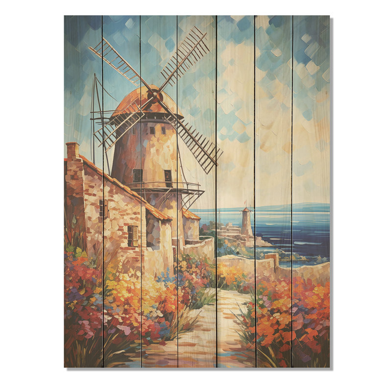 Windmill Sunny Coastal Views - Éoliennes sur bois, H 20 po x l 10 po
