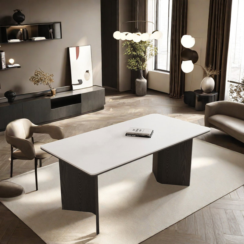 Novena Solid Wood Base Dining Table, 29.5"H x 55.1"L x 31.4"W