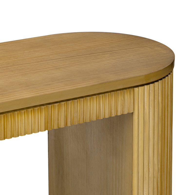 Console incurvée à rayures verticales uniques, Bois naturel