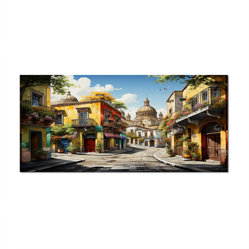 Mexico Mexico Fiesta City II - Mexique, art mural large, H 28 po x l 60 po