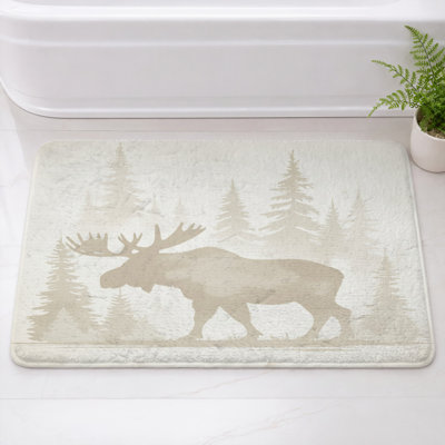 Moose In Forest Silhouette Bath Mat