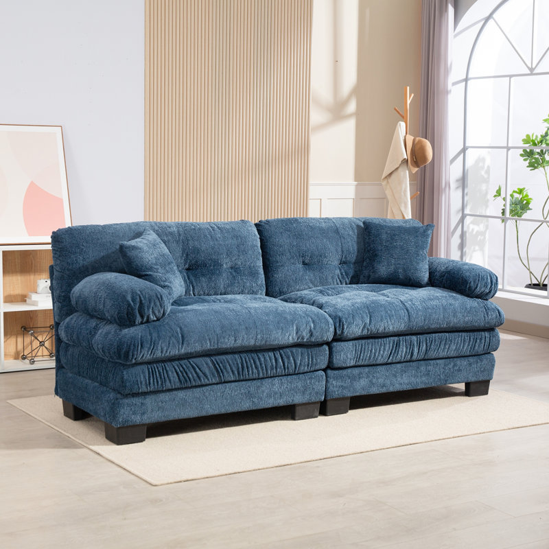 Canapé modulaire 84 po Chenille, Bleu