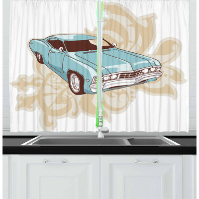 Cars 2 Piece Kitchen Curtain