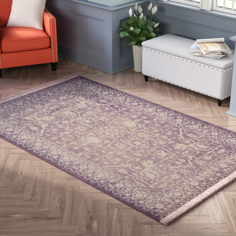 Tapis oriental mauve / ivoire Danit, Rectangle de 5 pi x 8 pi