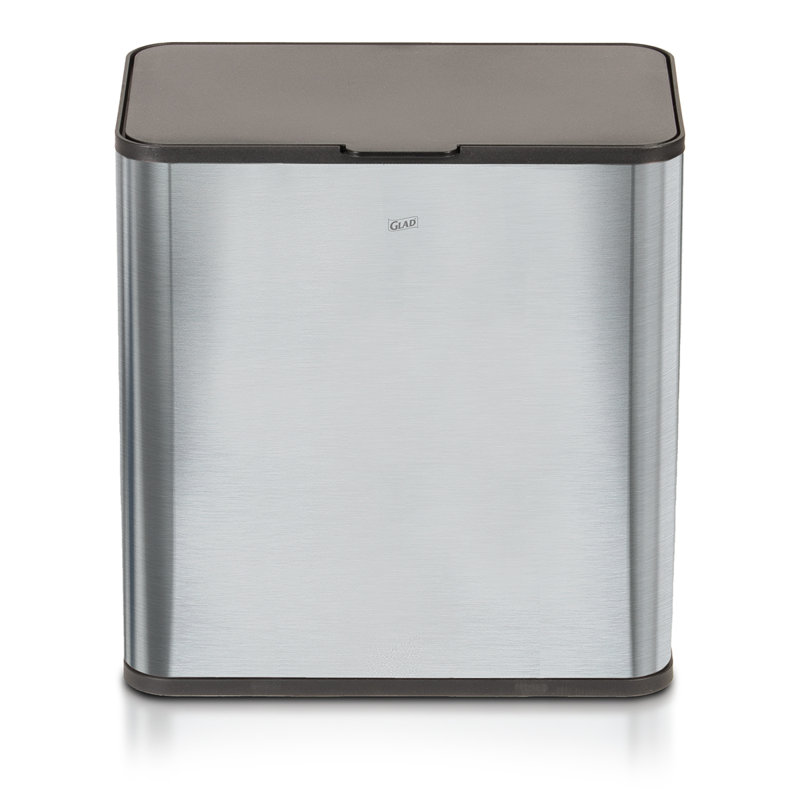 1.5 Gallon Brushed Stainless Steel Rectangular Trash Can with Lid