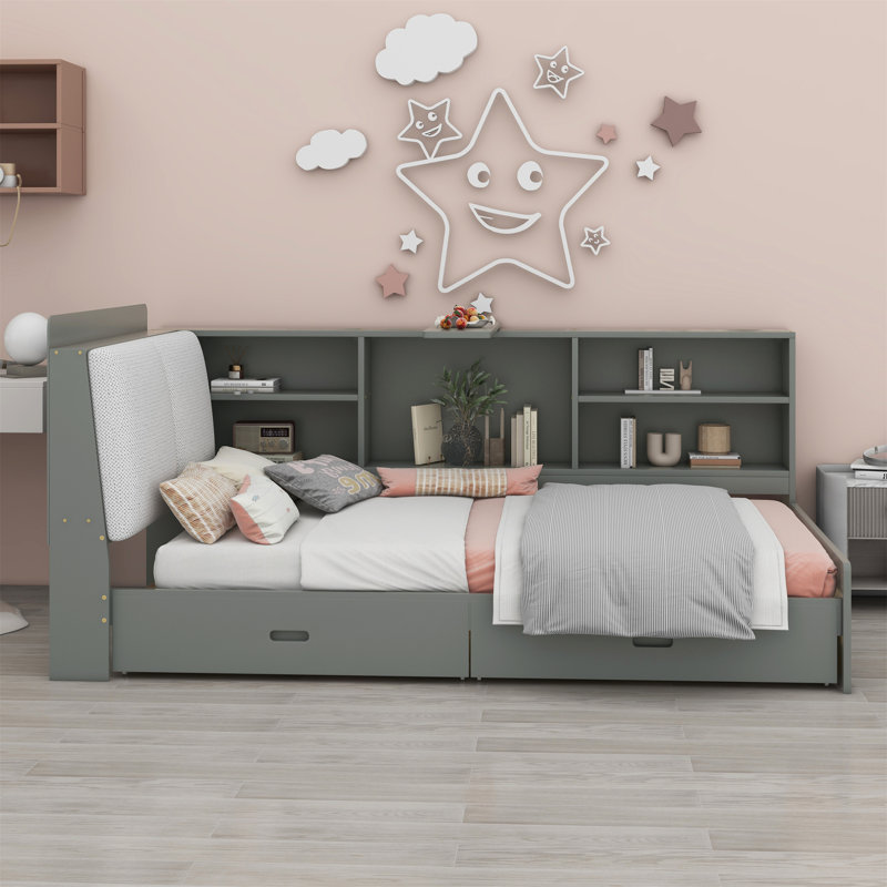 Sejad Bookcase Bed, Gray