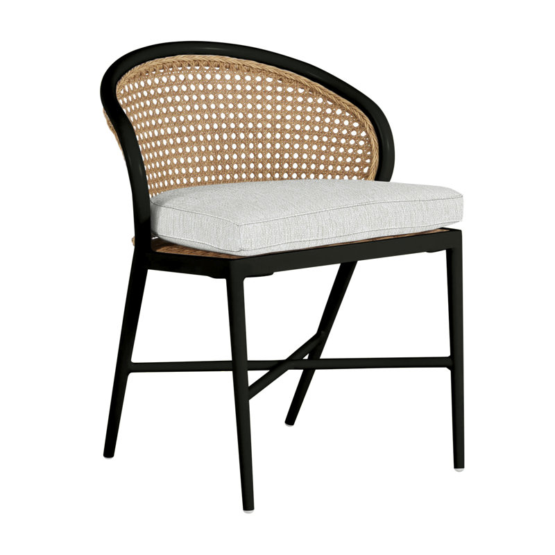 Havana Side Chair, Welt, Black, Linen Chambray