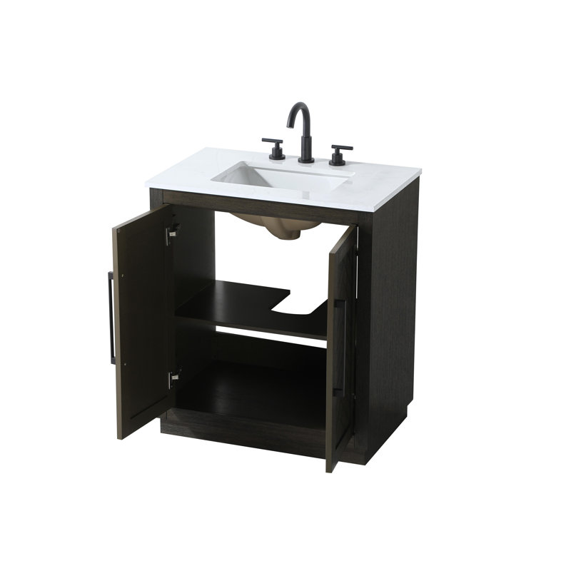 Meuble-lavabo simple 30 po, Chêne chocolat