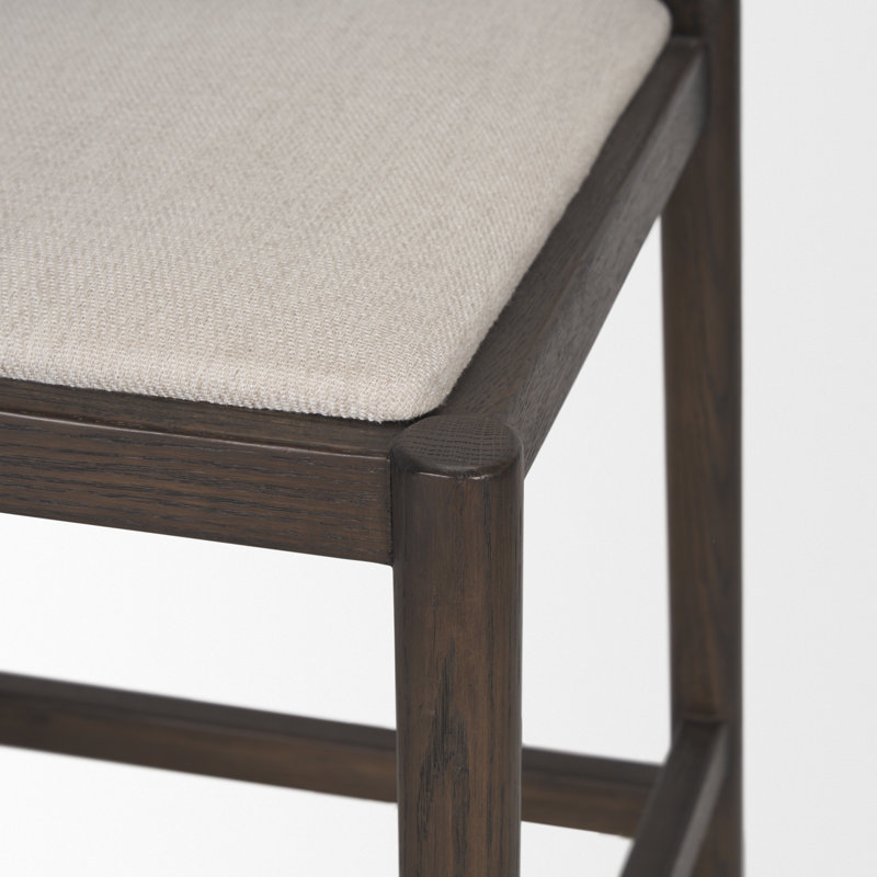 Tabouret Clemie, Siège crème / cadre brun foncé