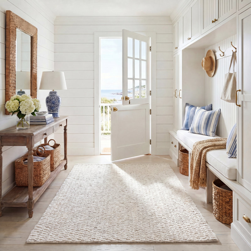 Tapis en jute / laine / coton tissé à la main Carlota, Rectangle 5 pi x 8 pi