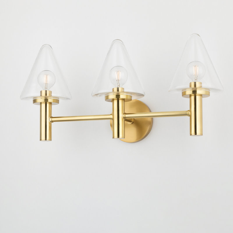 Éclairage pour meuble-lavabo 3 lumières, Laiton vieilli