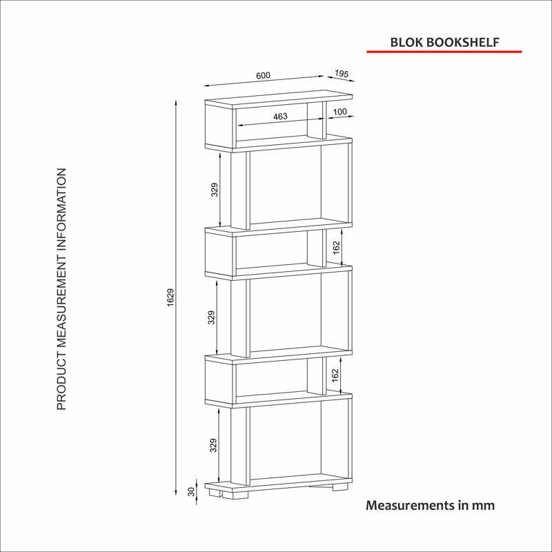 Alberton 165.3cm H x 60cm W Geometric Bookcase, White/Walnut