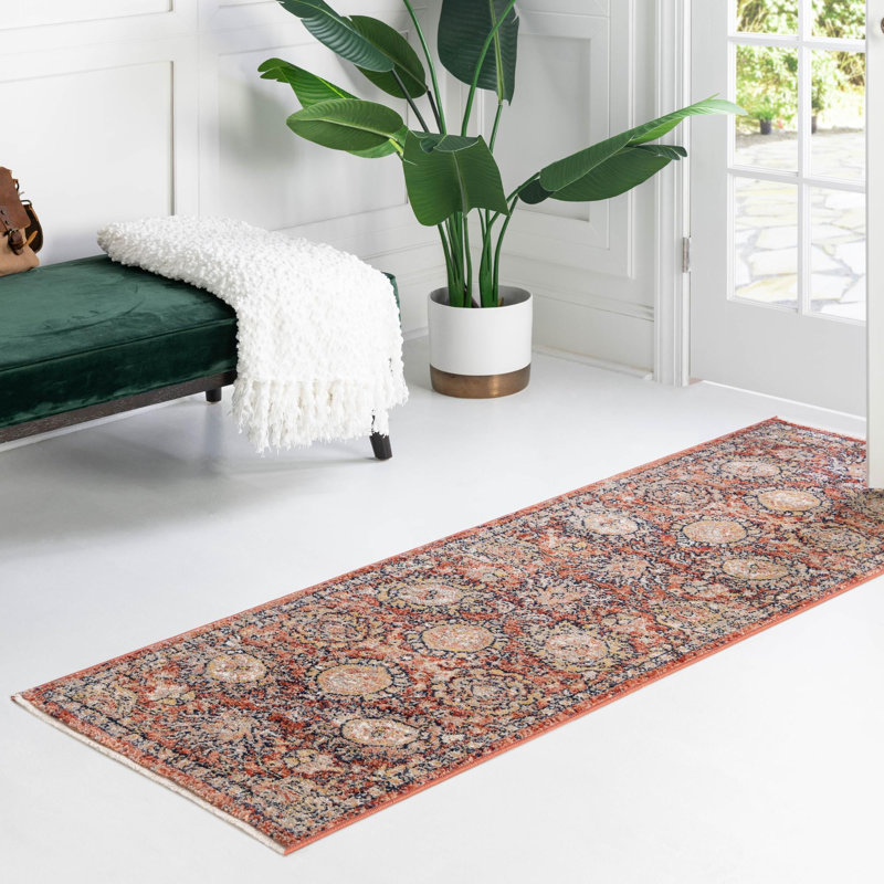 Tapis rouge brique Akira, Tapis de couloir 2 pi x 8 pi