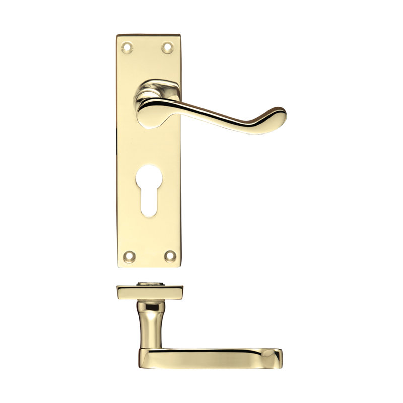 Bassik Lock Door Handle, Electro Brass