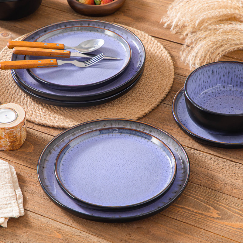 Ambrru Piece Stoneware Dinnerware Set - Service for 4, Purple