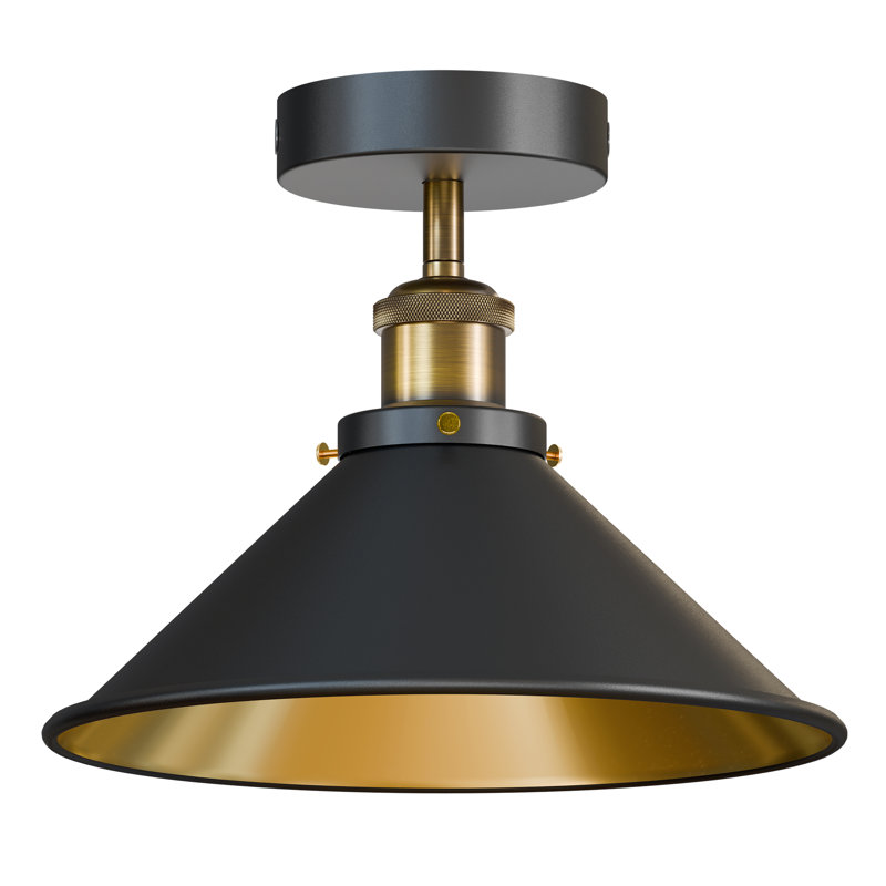 Semi Flush Mount, Black Inner Gold, Black