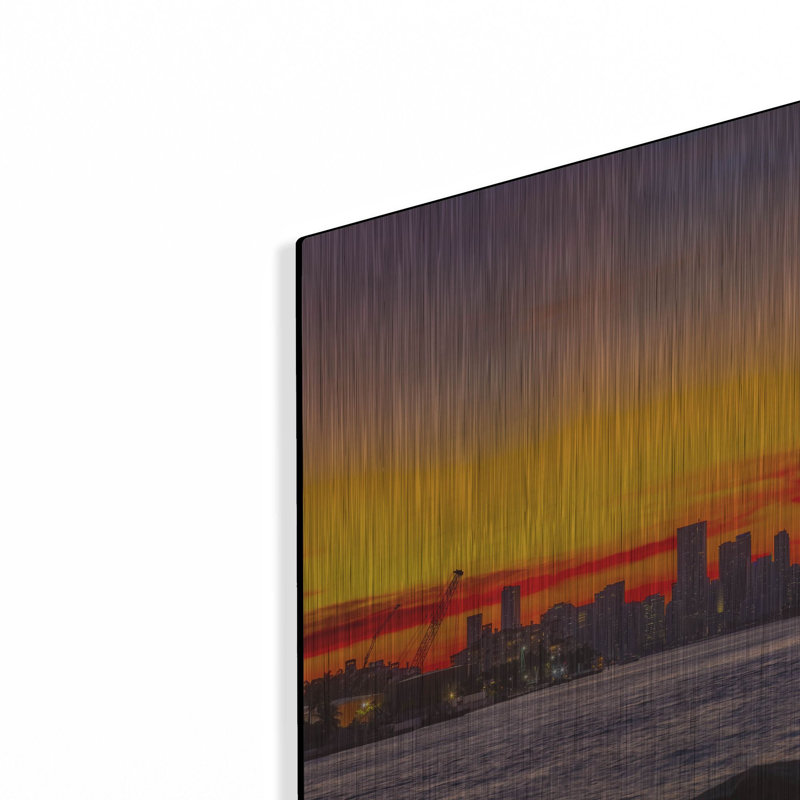 «Port Of Miami - Last Light» par Luxe, portefeuille en métal, art mural en métal, H 12 po x l 16 po