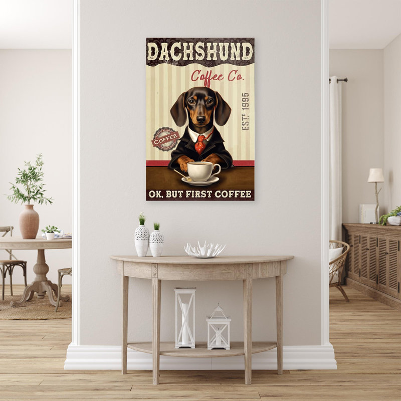 «Dachshund Coffee Co», impression sur toile, H 36 po x l 24 po x P 1,25 po