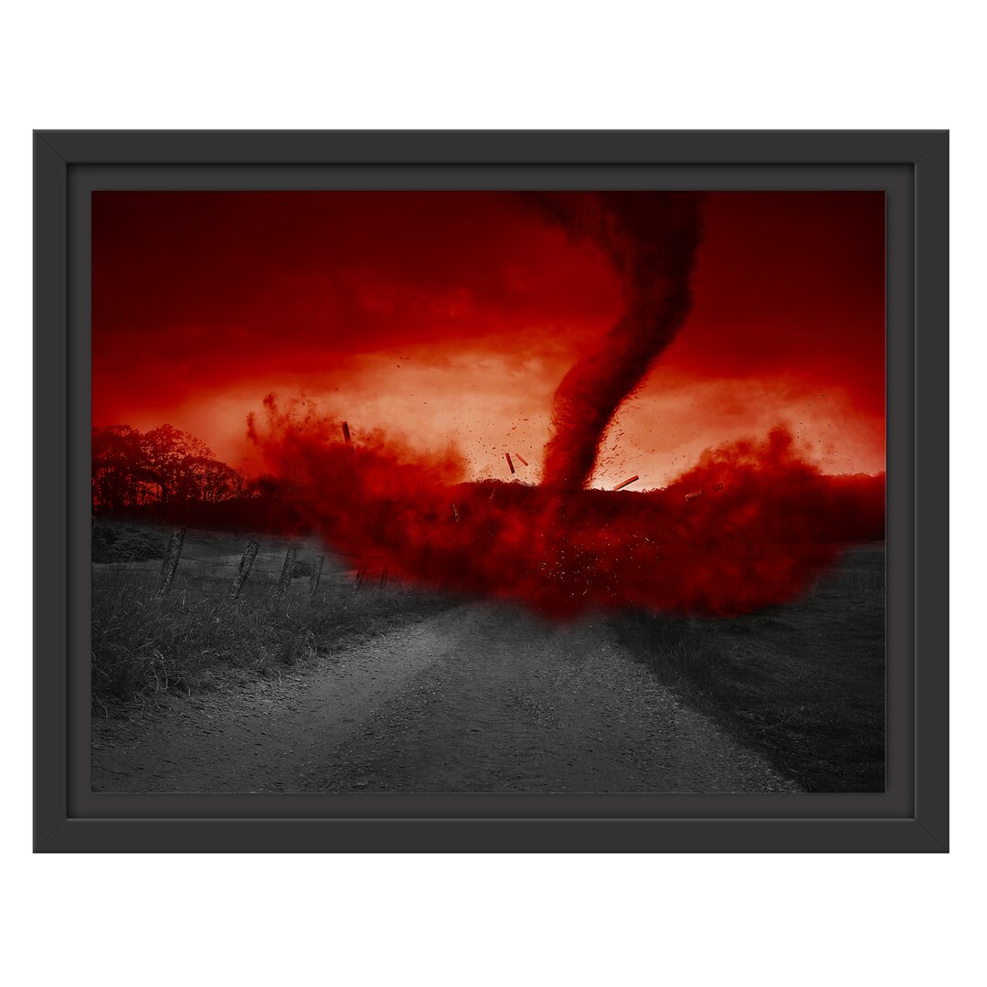 Gerahmtes Wandbild Roter stürmischer Tornado