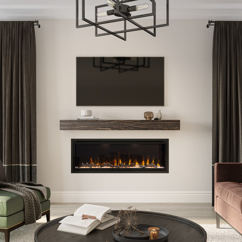 Modern Ember 72-Inch Black Smart Linear Electric Fireplace with LED Flames