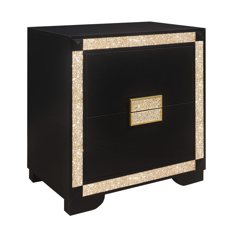 Noir vivant / or table de chevet