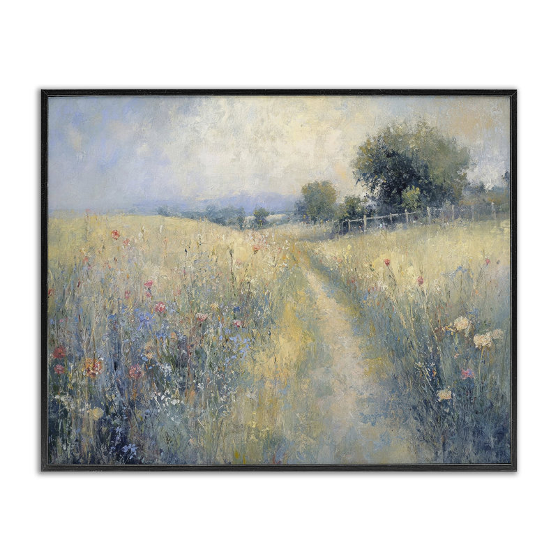 Chemin à travers un champ de fleurs sauvages, estampe numérique, design par LSR Creative Studio, H 11 po x l 14 po