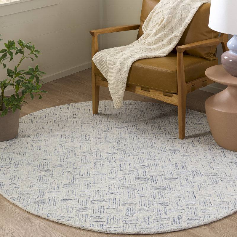 Maebel Hand Tufted Wool And Cotton With Latex Solid Color Rug, Round 5'