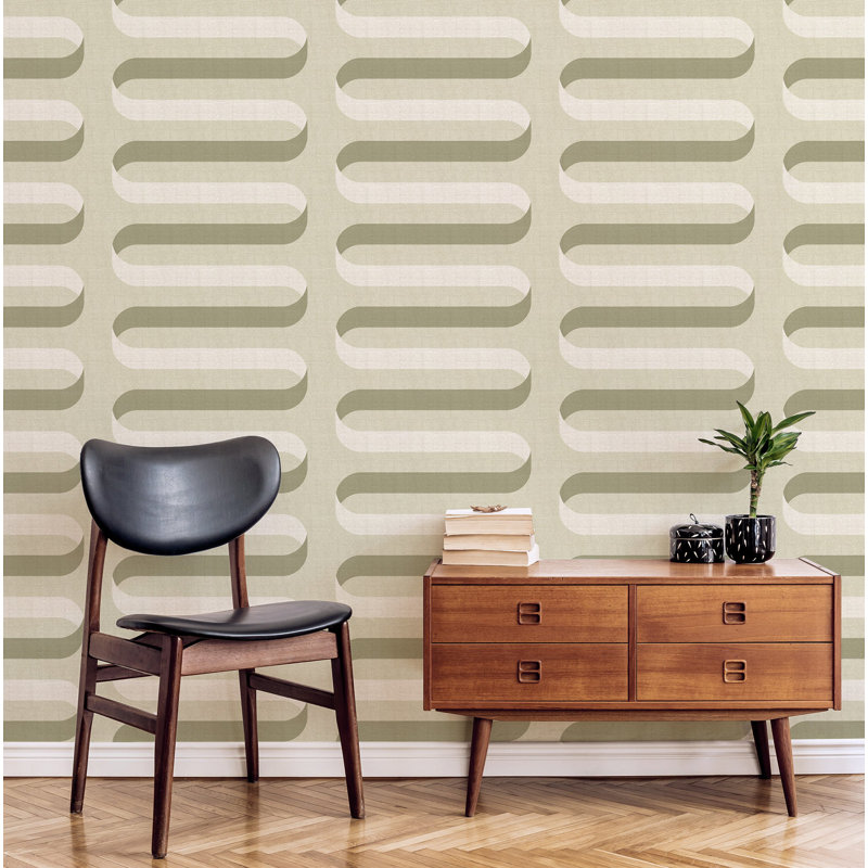 Folding Ribbon 10' L x 24" W Wallpaper Roll, Tusk, Non-pasted, Non-Woven