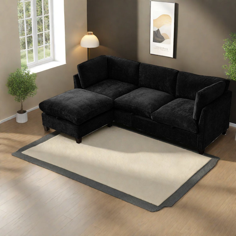 Canapé modulaire moderne en L en chenille avec rangement pour la maison
